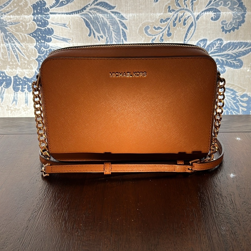 Michael Kors Brown Dome Crossbody Bag with Chain Strap